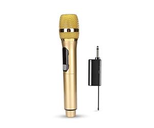 Microphone sans Fil, Microphone de Karaoké Dynamique Portable avec écran LED, Système de Micro Portable avec Récepteur, pour la Maison, la Fête, Le Chant, L'extérieur(Or)