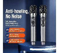 Microphone sans fil, microphone de karaoké sans fil, microphone portable, multicolore - karaoké, chant portable, haut-parleur, microphone multifonction, microphone portable adapté pour des fêtes d'ann
