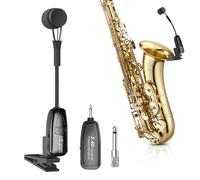 Microphone sans fil pour saxophone, microphones à clip 2,4GHz, système de microphone avec chargement USB-C, idéal pour saxophone, trompette, tuba, trombone, cornet, cor français, instruments de