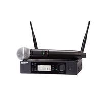 Microphone sans Fil Professionnel Shure Glxd24R+/Sm58 pour Église, Karaoké, Chant - Autonomie de Batterie de 12 Heures, Portée de 30M | Microphone Vocal à Main Sm58, Récepteur à Montage en Rack