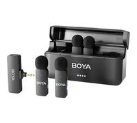 Boya BY-V4 - Micro sans fil 4 canaux, TRS 3,5 mm, réduction de bruit.