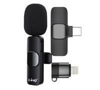 Microphone Sans Fil Réduction de Bruit Adaptateurs USB C et Lightning Noir