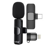 Microphone Sans Fil Réduction de Bruit Adaptateurs USB C et Lightning LinQ Noir