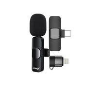 Microphone Sans Fil Réduction de Bruit Adaptateurs USB C et Lightning Noir