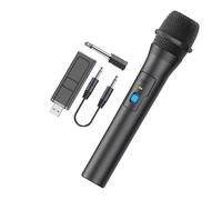 Microphone sans fil, système dynamique en métal, récepteur rechargeable, sortie audio claire, signal longue portée, construction robuste, configuration Plug and Play, parfait pour karaoké, mixeur