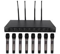 Microphone sans Fil, UHF 700 MHz - 790 MHz Ensemble de Microphones à condensateur sans Fil Professionnel 8 canaux avec 8 Microphones Portables pour fête, église, karaoké, réunion, Mariage, etc.(EU)