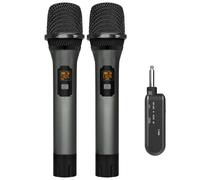 VeGue Microphone sans fil UHF sans fil double avec récepteur rechargeable, pour karaoké, amplificateur vocal, système de sonorisation, machine de chantage, église, mariage, réunion, 61 m (WM-2)