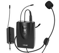 Microphone Serre Tête Sans Fil Design Lavalier avec Émetteur 30m Noir
