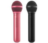 Microphone Shower Head with Handheld, Fun Vintage Microphone Shower Head, High Pressure Rain with Metal Case, Universal Fit for Bathroom Use (Pink-Black 2cps)