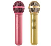 Microphone Shower Head with Handheld, Fun Vintage Microphone Shower Head, High Pressure Rain with Metal Case, Universal Fit for Bathroom Use (Pink-Gold 2pcs)
