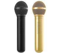 Microphone Shower Head with Handheld, Fun Vintage Microphone Shower Head, High Pressure Rain with Metal Case, Universal Fit for Bathroom Use (Black-Gold 2pcs)