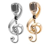 Microphone Steel Plate Stickers Women Ring Classic Headband Accessories European and American Fashion Charm Retro Brooch Music Decor Zinc Alloy