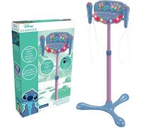 Microphone Stitch sur pied ajustable lumineux avec enceinte, 2 Micros et Effets vocaux, Enceinte Bluetooth