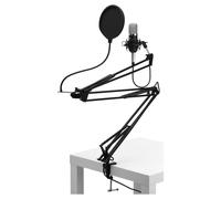 Microphone Studio Condensateur Kit Enregistrer Podcast + Support Bras Filtre Pop