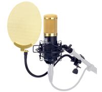 Microphone Studio Grande Condensateur Enregistrer Set Étui Filtre Anti Pop Or