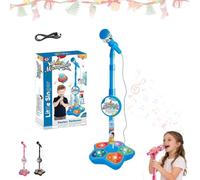 Microphone Toy Multifunctional,Funny Kids Microphone with Colorful LED&Speaker,Adjustable Stand,Effects Connect Phone,MP3,Karaoke Microphone for Boys and Girls Christmas Birthday (Blue)