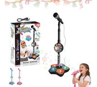 Microphone Toy Multifunctional,Funny Kids Microphone with Colorful LED&Speaker,Adjustable Stand,Effects Connect Phone,MP3,Karaoke Microphone for Boys and Girls Christmas Birthday (Black)