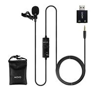 Microphone Universel Lavalier USB Movo pour Ordinateur avec Adaptateur USB Compatible avec Les PC et Les Mac, Smartphones, appareils Photo, podcasting, Microphone Portable (Cable de 6 mètres)