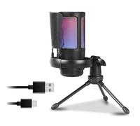 Microphone USB 192 kHz/24 bits avec éclairage couleur, microphone de jeu avec bouton muet, base solide pour streaming et chant en direct, microphone PC