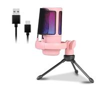 Microphone USB 192 kHz/24 bits avec éclairage couleur, microphone de jeu avec bouton muet, base solide pour diffusion en continu et chant en direct, microphone antibruit