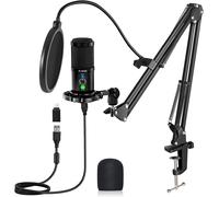 Microphone USB à Condensateur pour Mac, Téléphone, PC, PS4/PS5 - Muet, Réduction de Bruit, Cardioïde - pour Podcast, Studio, Chant, et Tiktok