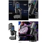 Microphone USB - CARDÏODE - Streaming - Filtre anti-pop - Enregistrement cardioïde - RVB