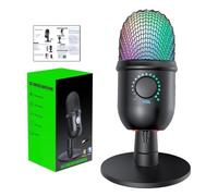 Microphone USB Gradient RGB Lighting In-Ear Monitoring Good Sound Effect | RGB Lighting Game Mike One-Button Control for Recording Live Streaming Game