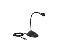 DeLock Microphone USB 65871 à col de cygne avec support et touche muet Noir