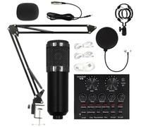 Microphone USB professionnel - Bm800 - Ensemble d'enregistrement de studio en streaming, condensateur avec bras perche, filtre, support antichoc | Kit complet d'équipement de podcast pour PC