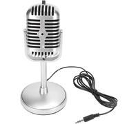 Microphone Vintage Antique Microphone Propbes with Stand Fake Fake Phone Music Clear Sound Suitable for Karaoke Stage Staging Studio Decoration Party Decoration
