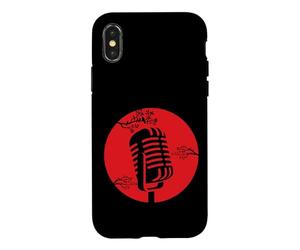 Microphone Vintage Cherry Blossom Retro Musique Coque pour iPhone X/XS