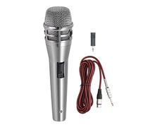 Microphone Wired Dynamic Cardioid Handheld Mic for Karaoke Singing Home Outdoor Stage Speech (Silver)