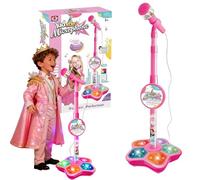 Microphone with Stand for Kids - Microphone for Kids, Colorful Lights Portable Karaoke Machine Singing Christmas and Birthday Gift, Suitable Both Men and Women (Pink)