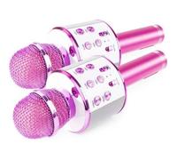 Max Km01 Kit Deux Microphones Karaoké Micro Sans Fil Bluetooth - Rose Rose