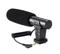 Microphones montés sur caméra avec batterie 3 A - Long câble à ressort pour appareils photo, entretiens, microphones à griffe