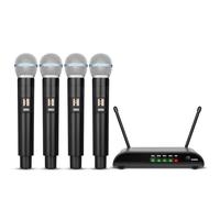 Microphones sans fil Depusheng R4-Pro pour karaoké, système de microphone portable professionnel à 4 canaux, dynamique en métal chant église, karaoké domicile, réunions, fêtes, DJ, mariage, KT domicil