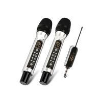 Microphones sans Fil, K662 Microphone sans Fil à 2 canaux avec Double système de Micro en métal Portable for Haut-Parleur Chantant à la Maison