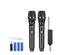 Microphones sans Fil, Microphone sans Fil à 2 canaux for Le Spectacle Scolaire de l'église de réunion à Domicile avec récepteur de Batterie Lithium Rechargeable
