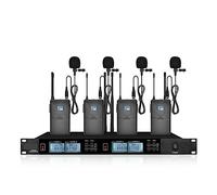 Microphones sans Fil, Système de Microphone sans Fil avec 4 canaux adaptés à l'hébergement de Discours, Microphone Portable Home Stage(Lavalier Microphone)