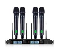Microphones sans Fil, Système de Microphone sans Fil avec 4 canaux adaptés à l'hébergement de Discours, Microphone Portable Home Stage(Handheld Microphone)