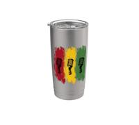 Microphones vintage sur rasta couleurs grunge coups de pinceau Gobelet isotherme en acier inoxydable double paroi