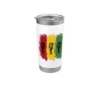 Microphones vintage sur rasta couleurs grunge coups de pinceau Gobelet isotherme en acier inoxydable double paroi