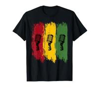 Microphones Vintage sur Rasta Couleurs Grunge Coups de Pinceau T-Shirt