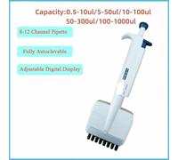 Micropipette, Micropette de laboratoire Pipette multicanaux Pipette manuelle numérique réglable Pipette 8/12 canaux(8 channel 5-50ul)