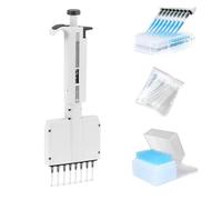 Micropipette numérique multicanaux à réglage manuel, pipette de prélèvement de laboratoire avec volume ajustable, embout rotatif à 360°, pipette manuelle pour la recherche(8 Channel,10μl)