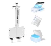 Micropipette numérique multicanaux à réglage manuel, pipette de prélèvement de laboratoire avec volume ajustable, embout rotatif à 360°, pipette manuelle pour la recherche(12 Channel,10μl)