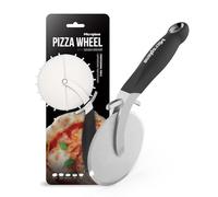 Microplane Roue à Pizza Professionnelle XXL avec Doubelle-Lame en Inox | Manche anti-glisse & protection doigts | Rotella Tagliapizza Professionnelle | Pour pizza, tarte, quiche | Va-au-lave-vaisselle