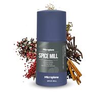 Microplane Moulin à Épices 2en1 - Bleu Denim | Moulin Manuel avec Lame en Acier Inoxydable | Ultra Tranchante | Râpe Muscade, Cannelle, Fève Tonka, Poivre Long, Noix & plus Compartiment Hermétique