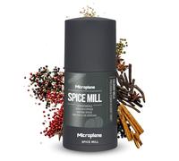 Microplane Moulin à Épices 2en1 - Gris Orage | Moulin Manuel avec Lame en Acier Inoxydable | Ultra Tranchante | Râpe Muscade, Cannelle, Fève Tonka, Poivre Long, Noix & plus Compartiment Hermétique