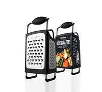 Microplane Râpe 4 Faces avec 4 Styles de Lames: Fine, Ultra Gros Grains, Double Tranchant et Une Lame à trancher - Râpe de Cuisine avec des Lames en Acier Inoxydable